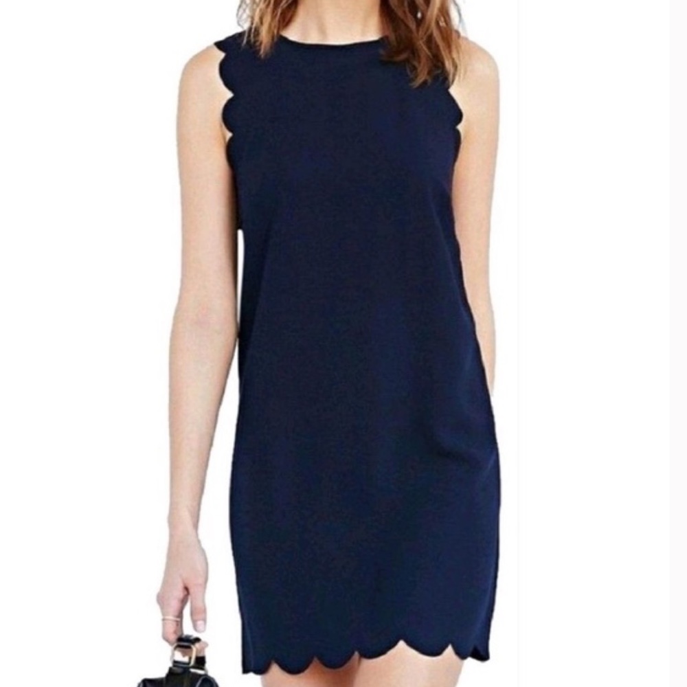 NWT J. CREW Women’s Scalloped Navy Dress